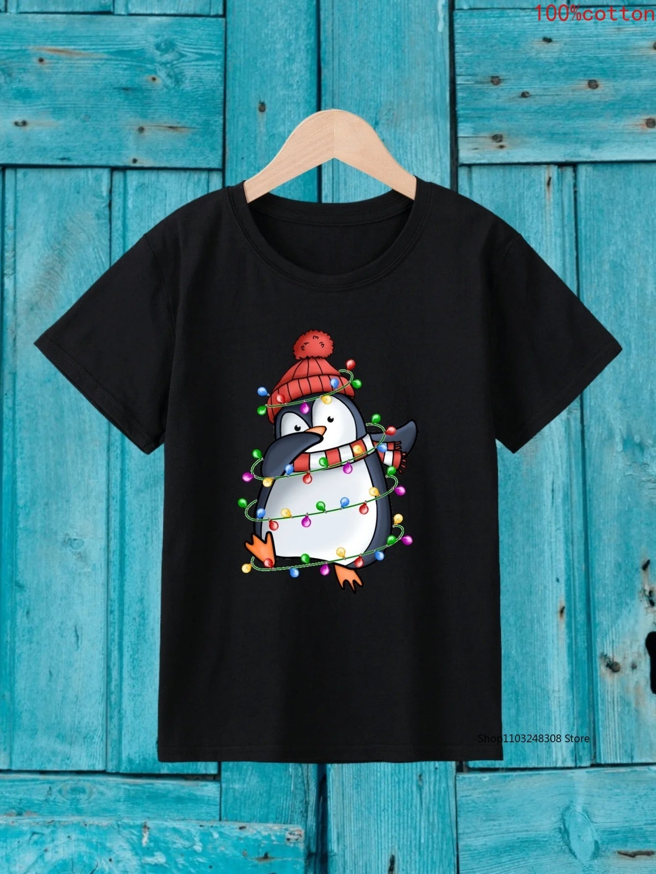 Christmas Dancing Penguin Print Boys  Creative T-shirt