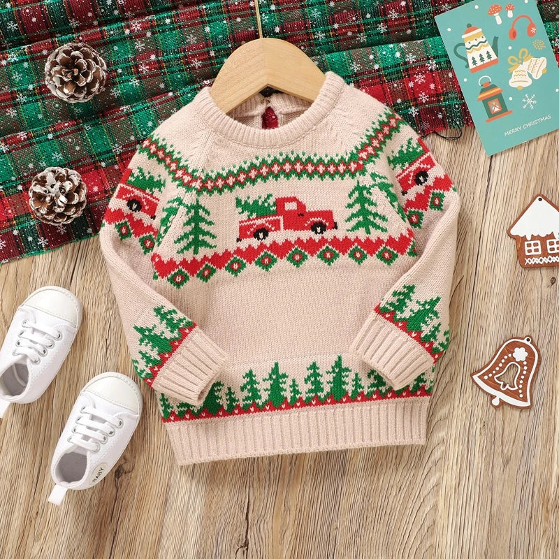 Baby Christmas Truck Knit Sweater