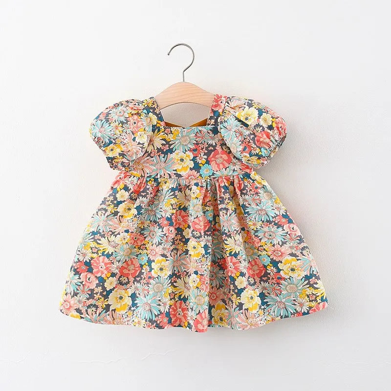 MOMSTAG Toddler Girls Short Sleeve Floral Dress