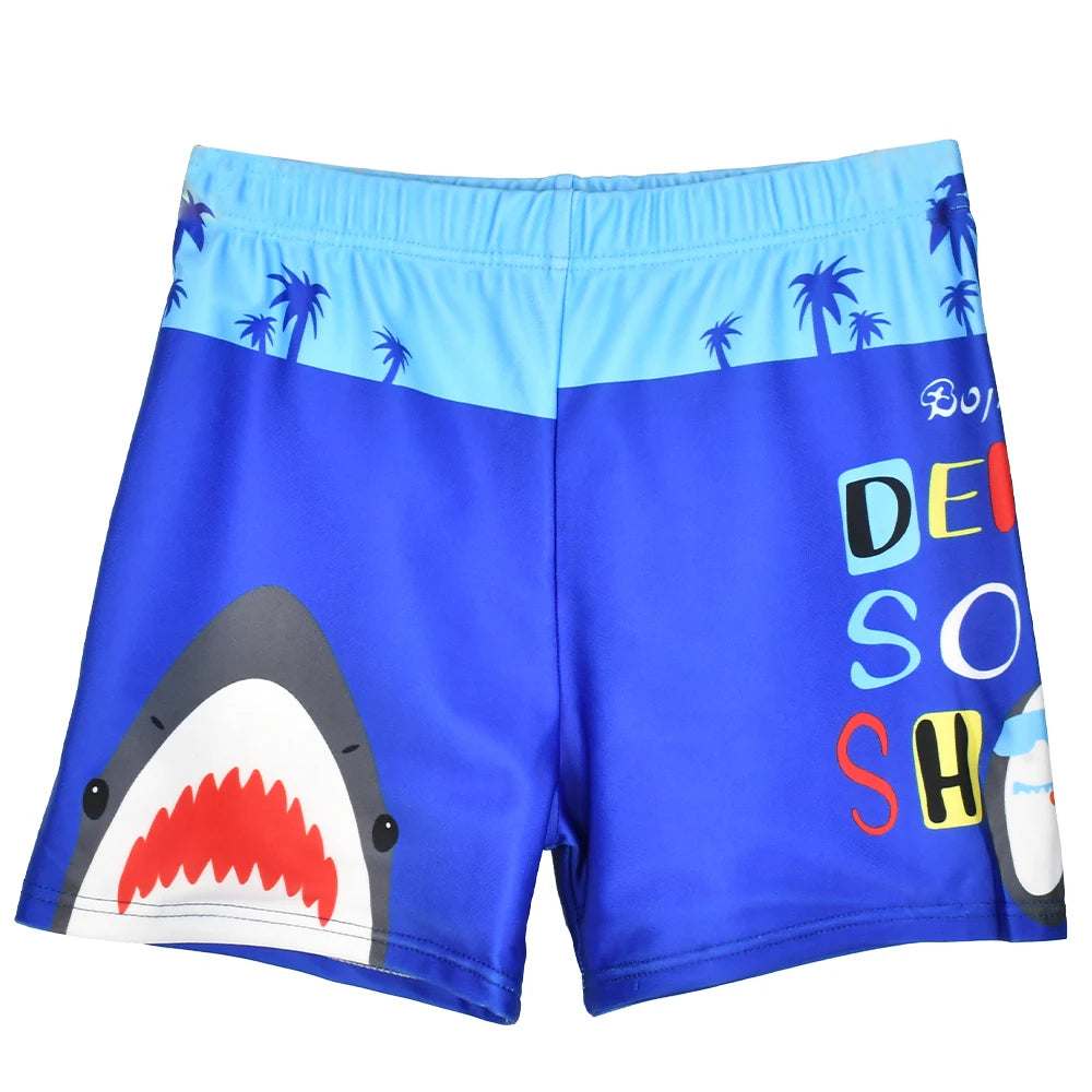 Quick-Dry Shorts with Dinosaur & Shark Prints