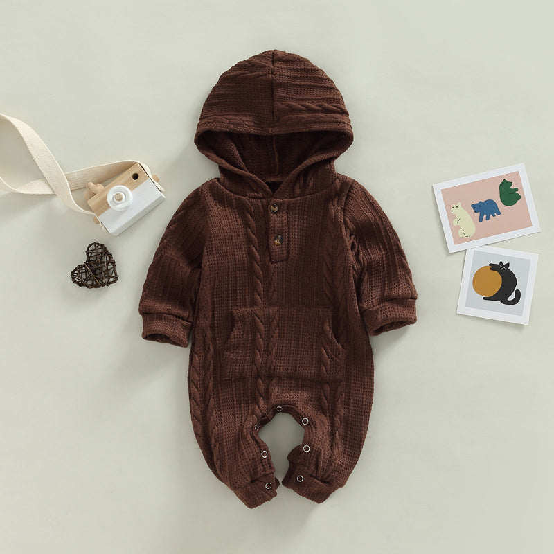 MOMSTAG Toddler Unisex Bodysuit Cozy Winter Warm  Hooded Romper