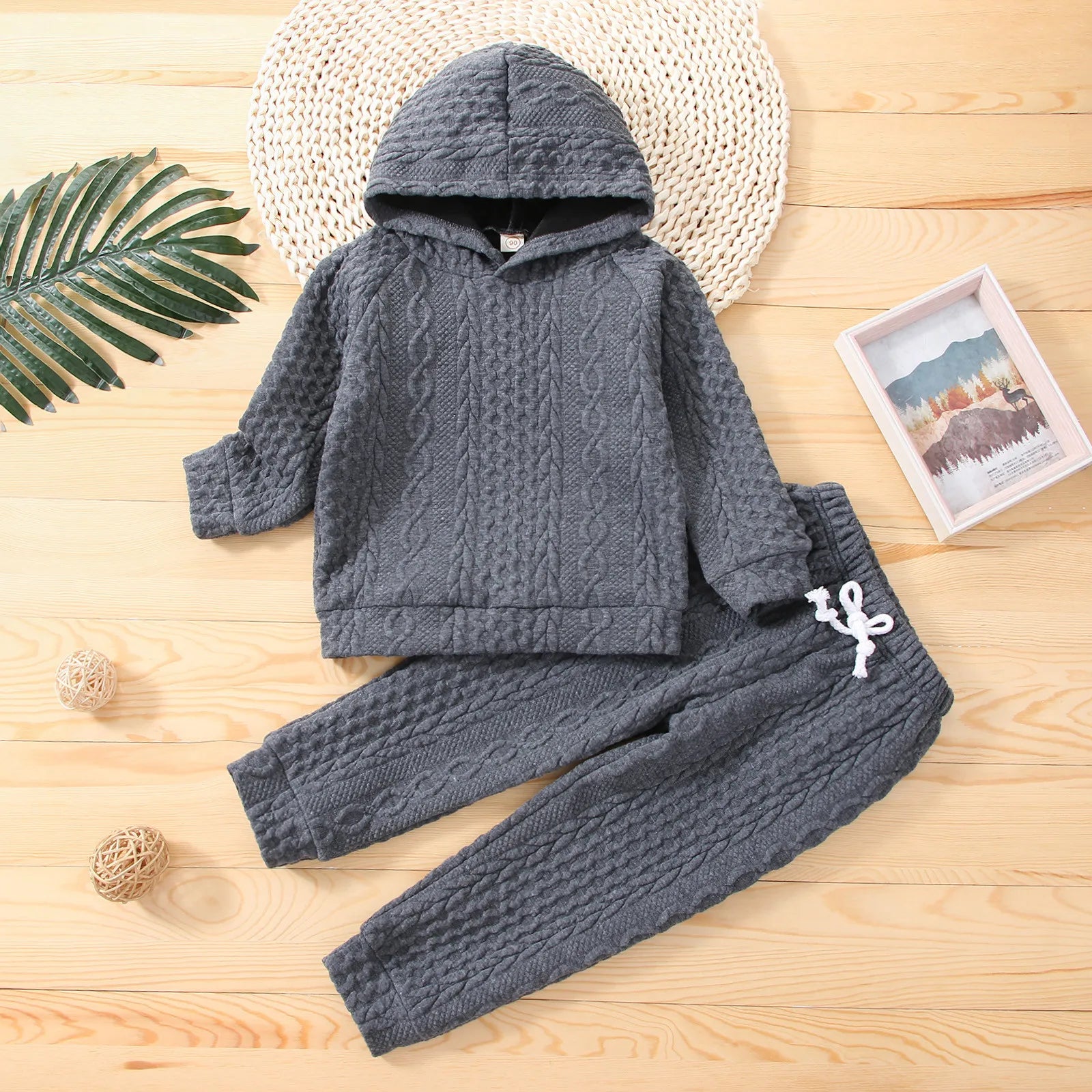 MOMSTAG Long-sleeve Imitation Knitting Baby Sweatshirt & Pant