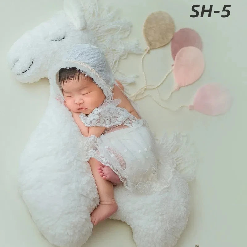 Newborn Photography Props Unicorn Posing Horse Pillow Cushion Blanket Backdrops Photo Studio Photo Mat Cute Plush Doll Decor