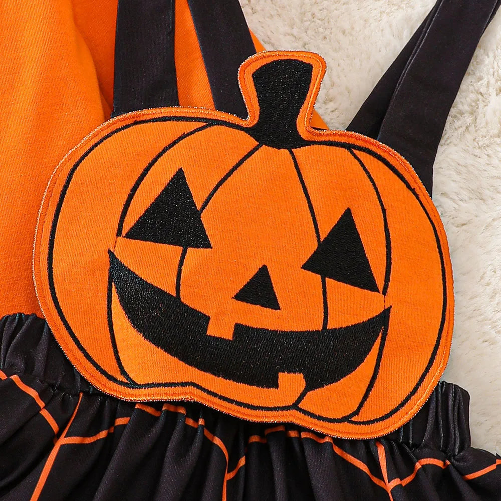 Halloween Baby Girls Pumpkin Suspender Dress