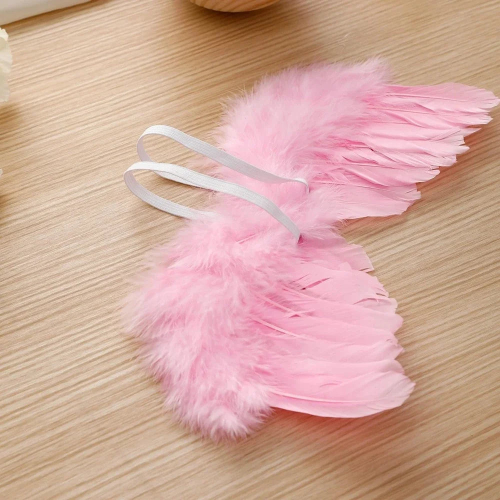 Newborn Angel Feather Wings & Leaf Flower Headband Set - Photography Props/Halloween Costume