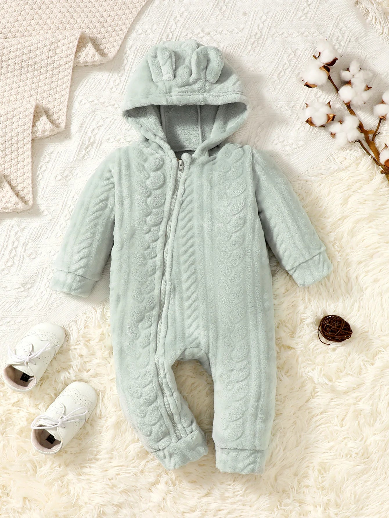 Baby Plaid Hooded Romper 3–24M