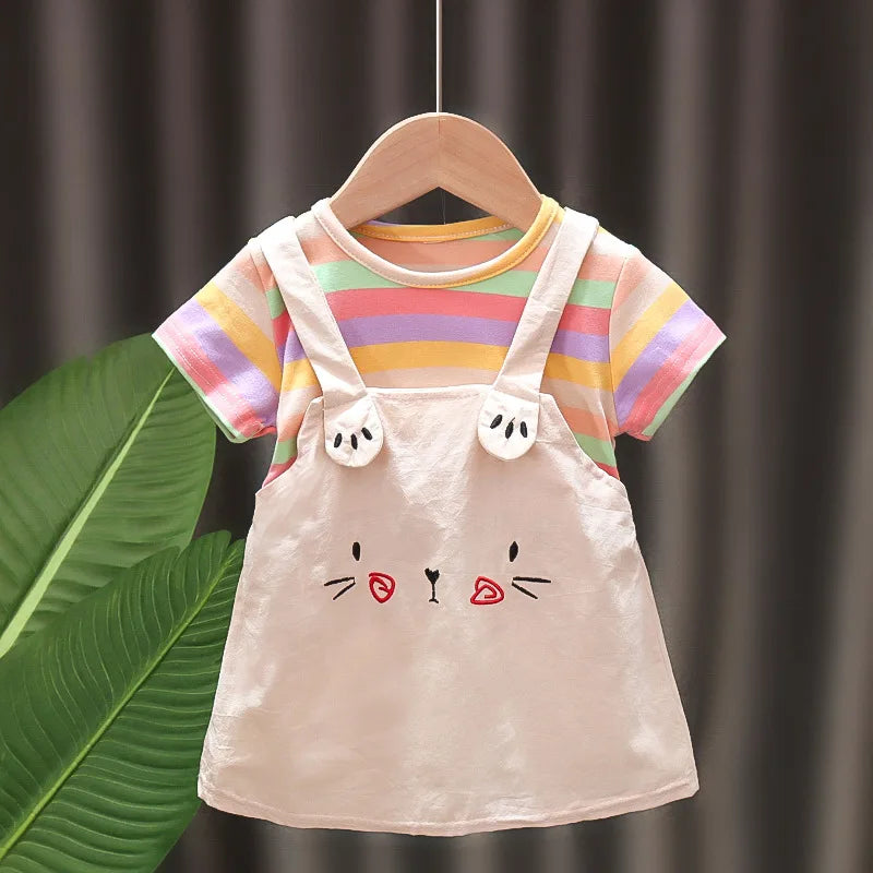 MOMSTAG Baby Girl Dress - Striped Cotton Casual Wear