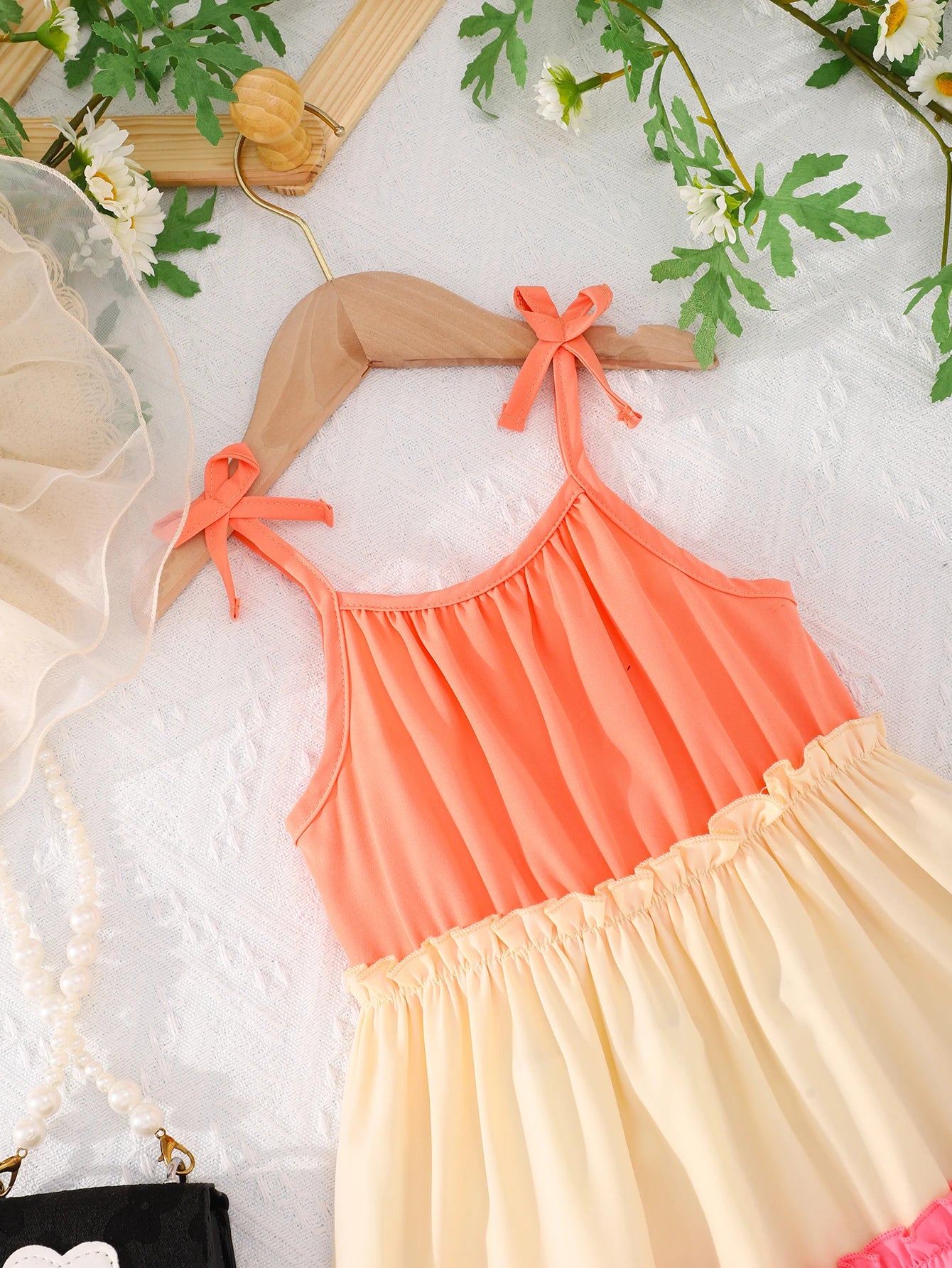 Contrasting Color Slip Dress for Girls