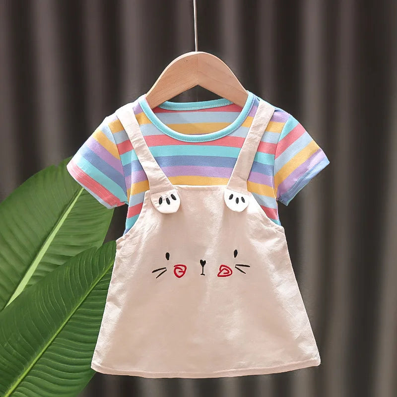 MOMSTAG Baby Girl Dress - Striped Cotton Casual Wear