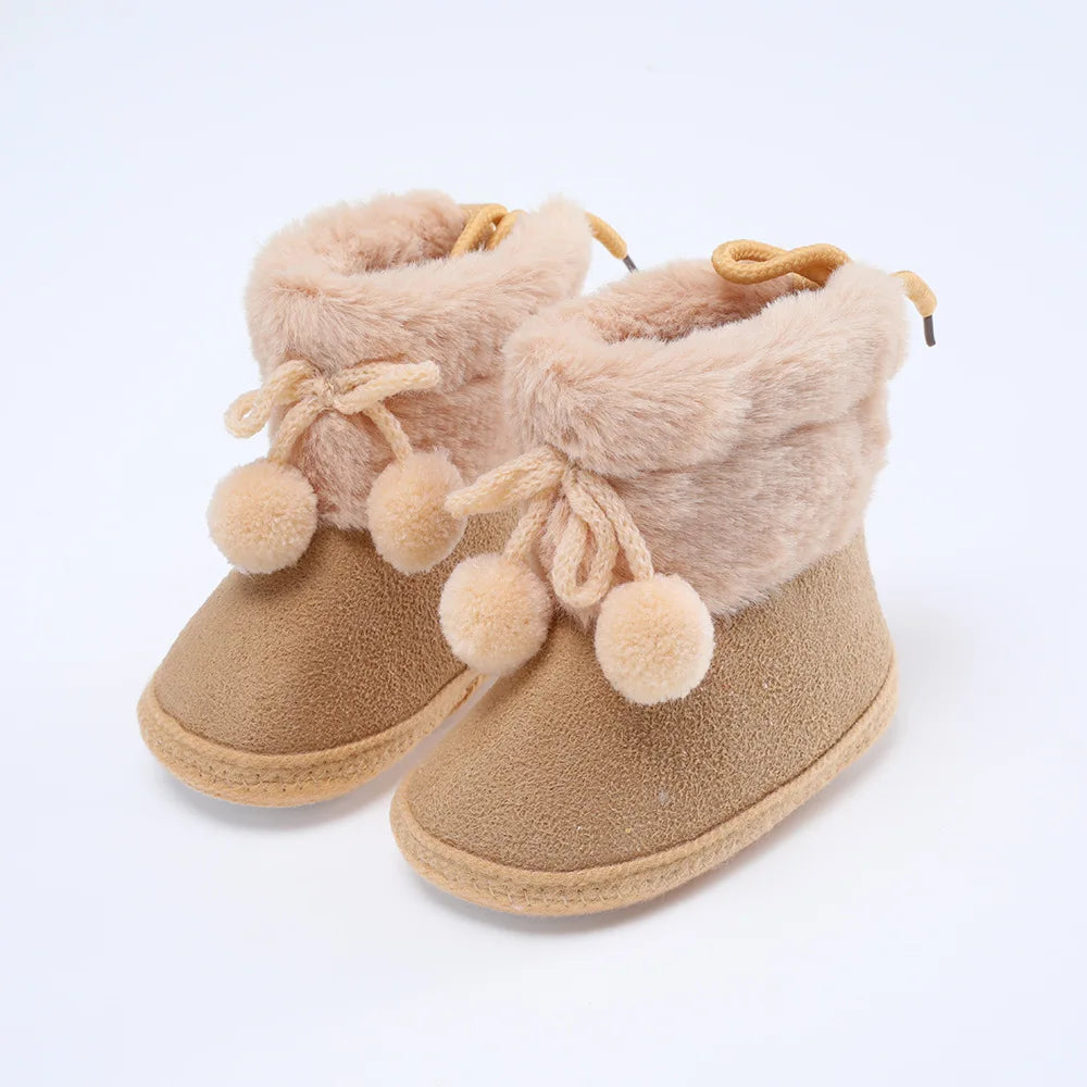 Soft Sole Fur Snow Booties for Babies