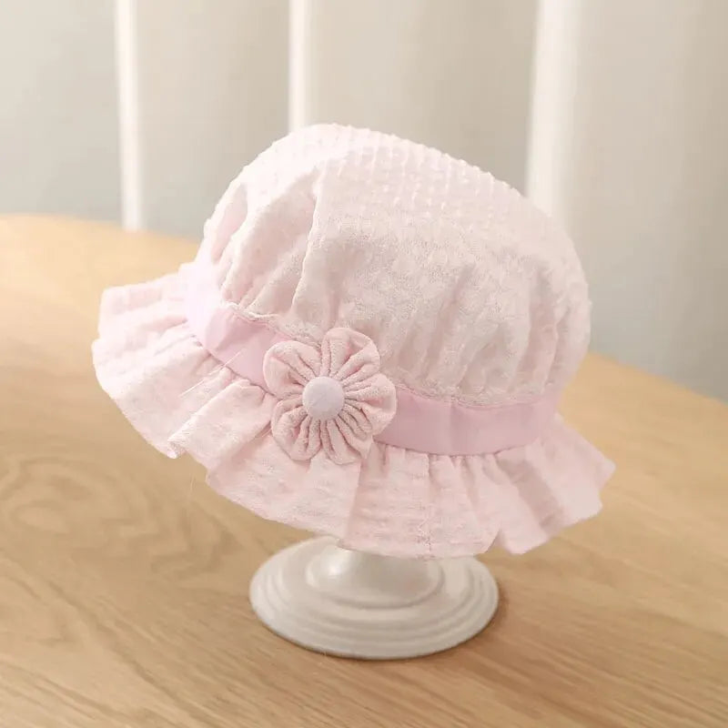 MOMSTAG Cute Flower Baby Girls Bucket Hat - Lace Cotton for Summer