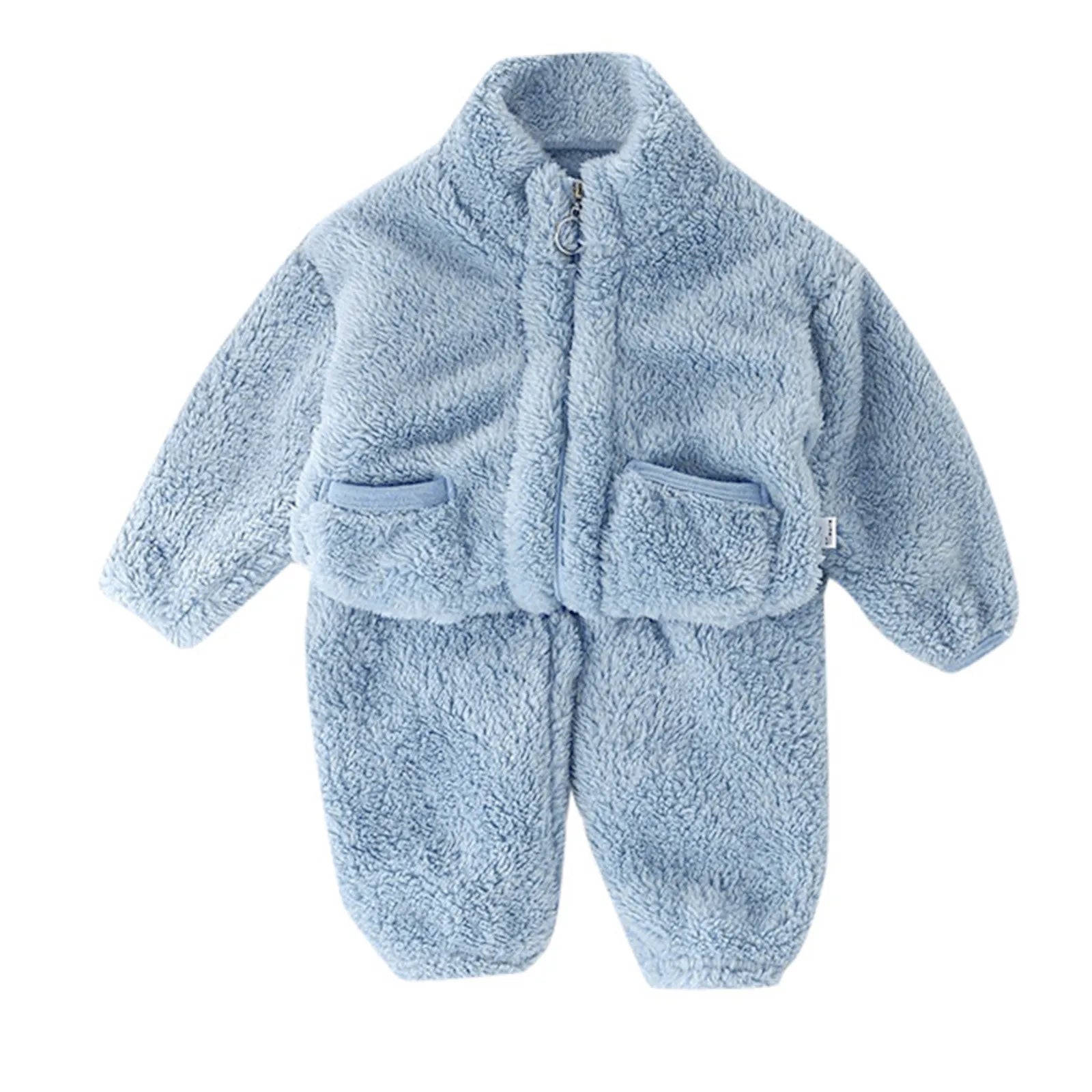 MOMSTAG Winter Baby Woolen Coats Top+Pants Two-piece Pajama Sets