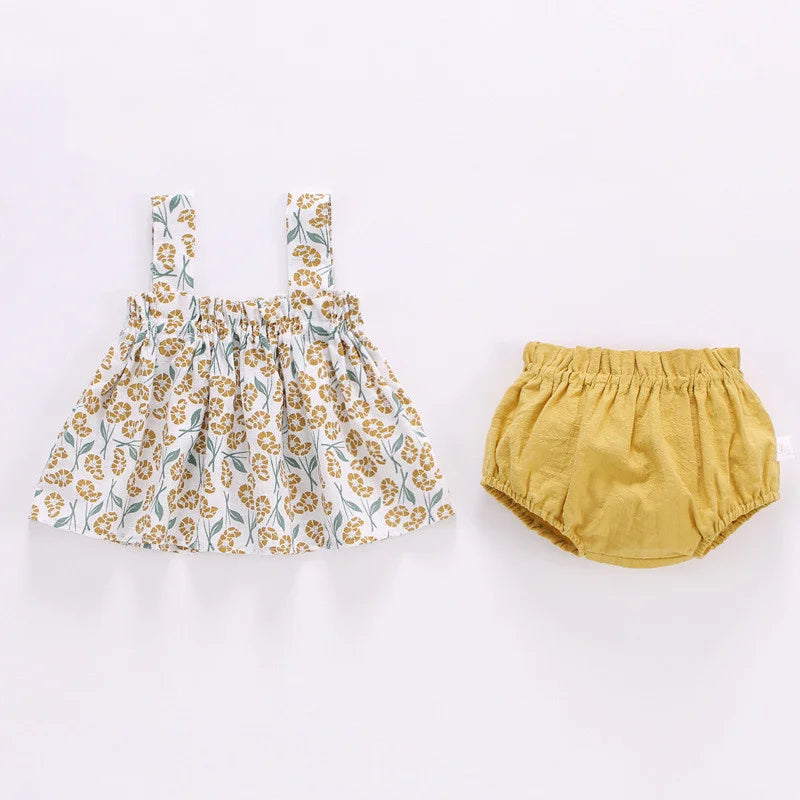 2Pcs/Set Thin top & shorts Clothes for baby girls