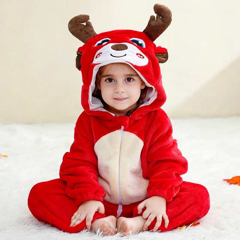 Baby Christmas Rompers Red Reindeer Costume