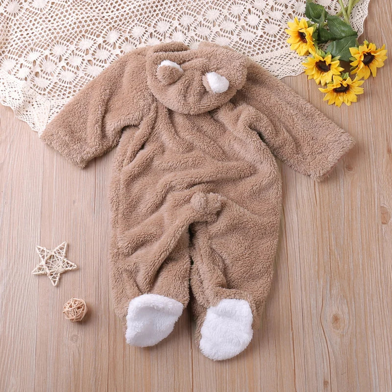 MOMSTAG Bear Cartoon Style Winter Long Sleeve Toddler Kids Rompers