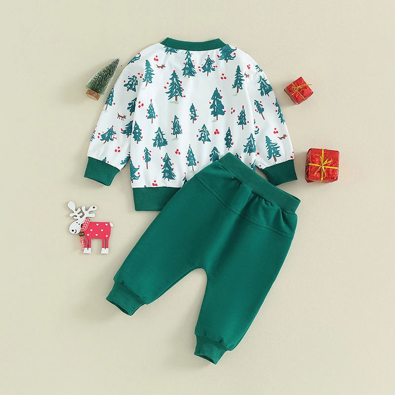 MOMSTAG Boys Christmas Long Sleeve T-Shirt & Pajamas Set