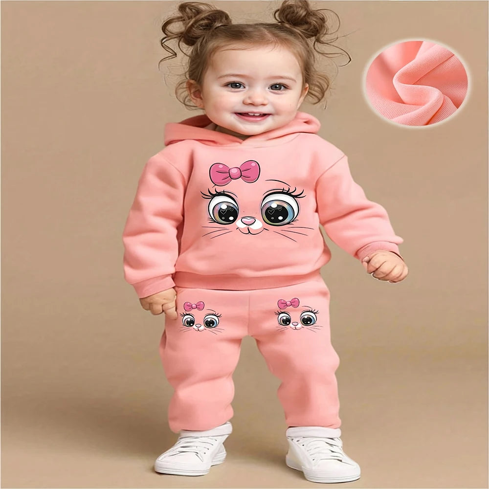 Baby Girls Cute Cartoon Hoodie Set (2-Piece)