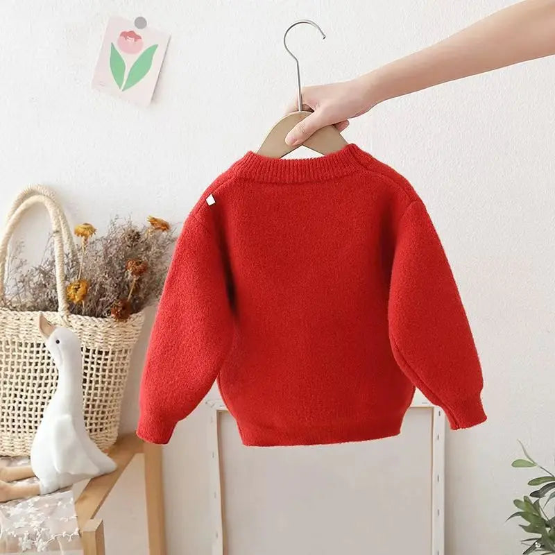 Kids Christmas Bear Sweater Cotton Blend Pullover
