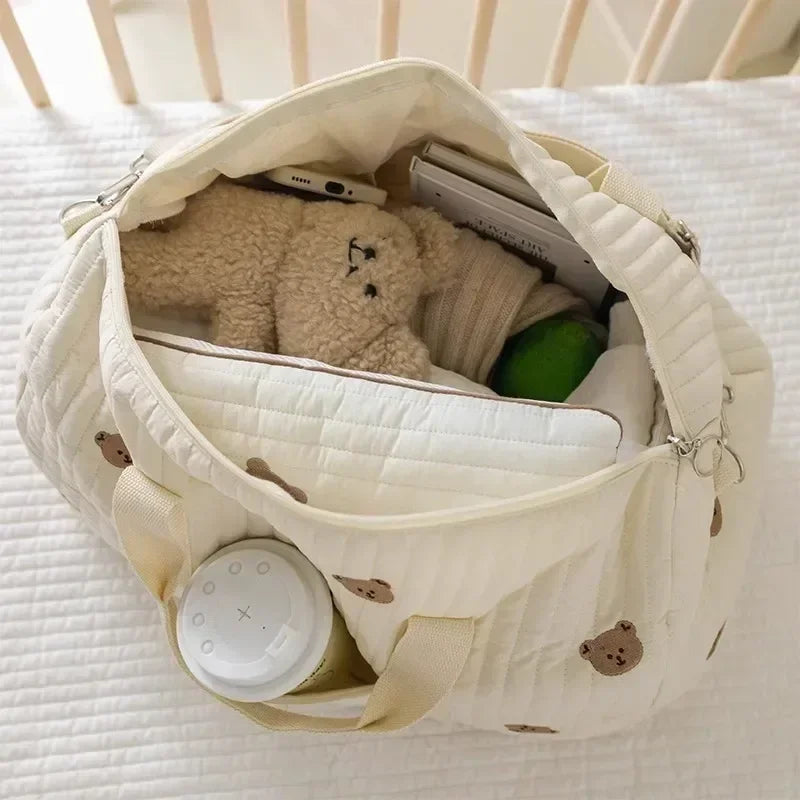 Little Bear Embroidered Shoulder Large Diaper Bag