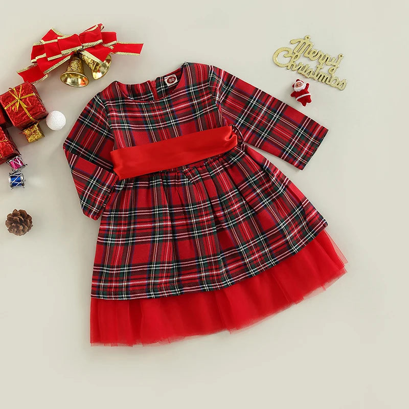 Snowflake Print Velvet Bowknot A-Line Christmas Dress for Girls