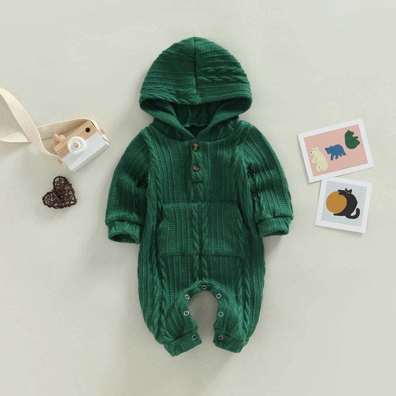 MOMSTAG Toddler Unisex Bodysuit Cozy Winter Warm  Hooded Romper