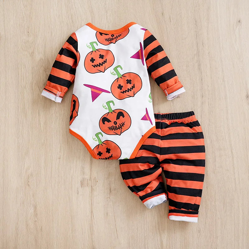 Pumpkin Hipster Romper and Pants for baby boys and girls