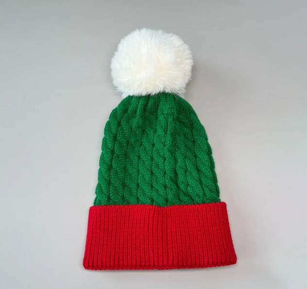 Fluffy Pom-Pom Christmas Knit Beanie